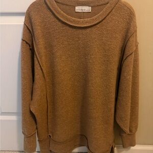 Zenana Outfitters Women's Camel Crew Neck Sweater